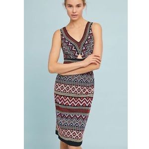 Anthropologie Multicolor Geometric Knit Dress
